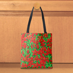 Rote Lilien-Tragetasche Tasche