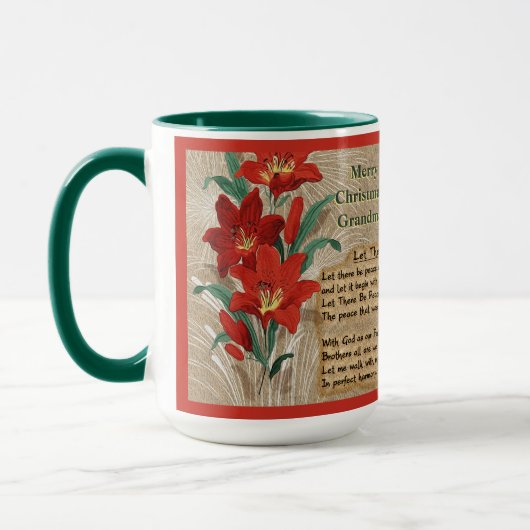 Rote Lilien und Weihnachtsfeiertage - Personalisie Tasse (Links)