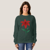 Rote Lilienblume Modernes Flachdesign Botanisches Sweatshirt (Vorne ganz)