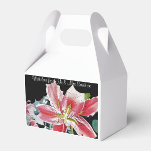 Rote Lily Floral Blume Hochzeitskuchen Gefälligkei Geschenkschachtel