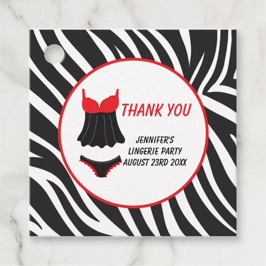Rote Lingerie-Party Danke Geschenkanhänger (Vorderseite)