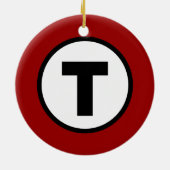 Rote Linie Bostons T Keramik Ornament (Hinten)