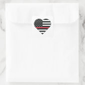 Rote Linie Flagge Herz Quadratischer Aufkleber (Tasche)