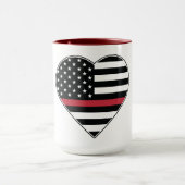 Rote Linie Flagge Herz Tasse (Zentrum)
