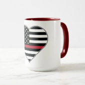Rote Linie Flagge Herz Tasse (VorderseiteRechts)