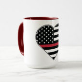 Rote Linie Flagge Herz Tasse (Vorderseite Links)