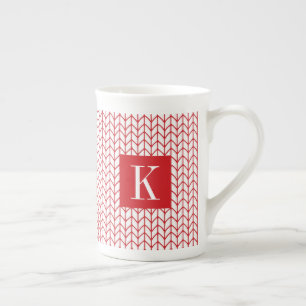 ROTE LINIE GESTRICKT Bone China Tasse + Anfangsbuc