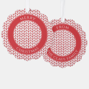 ROTE LINIE GESTRICKT Geschnörkeltes Papier-Geschen Ornament Karte