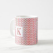 ROTE LINIE GESTRICKT Weiße Tasse + Initial (Vorderseite Links)
