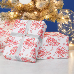 Rote Linie Kunstrose Geschenkpapier