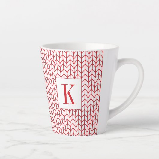 ROTE LINIE STRICKEN Latte-Tasse + Initial Milchtasse (Rechts)
