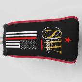 Rote Linie und Mit Monogramm Name / Moderne Unters Golf Headcover (Vorderseite)