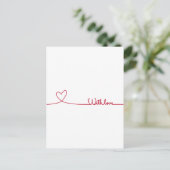 rote Linie zeichne Herz mit Liebe Postkarte (Stehend Vorderseite)