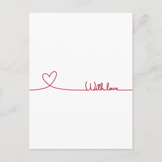 rote Linie zeichne Herz mit Liebe Postkarte (Vorderseite)