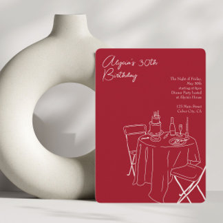 rote Linie zeichnend 30. Geburtstag Einladung