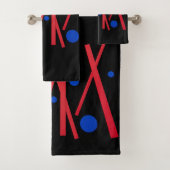 Rote Linien, blaue Punkte Badhandtuch Set (Insitu)