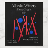 Rote Linien, blaue Punkte Weinetikett (Einzelnes Label)