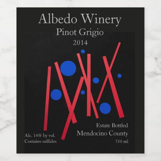 Rote Linien, blaue Punkte Weinetikett (Einzelnes Label)