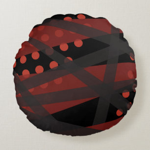 Rote Linien mit Punktwirbelkissen Rundes Kissen