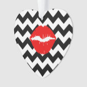 Rote Lippen auf schwarzen und weißen Zigzag Ornament (Vorderseite)