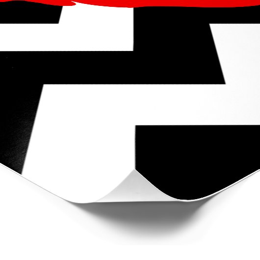 Rote Lippen auf schwarzen und weißen Zigzag Poster (Ecke)