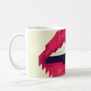Rote Lippen aus kleinen Dreiecken, Pixelhipster,pi Kaffeetasse