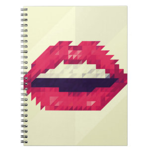 Rote Lippen aus kleinen Dreiecken, pixelship,pi Notizblock