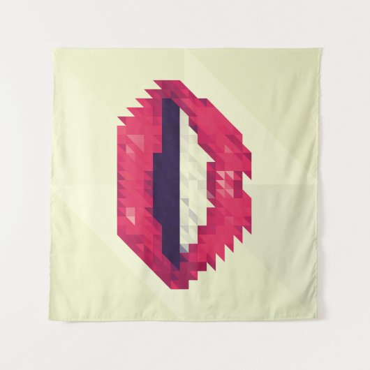 Rote Lippen aus kleinen Dreiecken, pixelship,pi Wandteppich (Vorderseite (Horizontal))