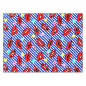 Rote Lippen Blaue Streifen Tischdecke (Vorderseite (Horizontal))