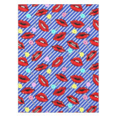 Rote Lippen Blaue Streifen Tischdecke (Vorderseite)