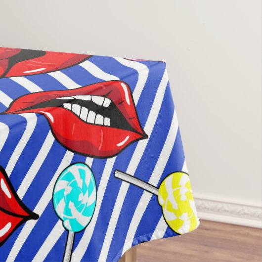 Rote Lippen Blaue Streifen Tischdecke (Beispiel)