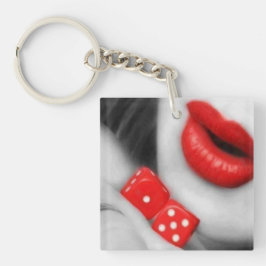Rote Lippen Casino Glam Acryl Schlüsselanhänger