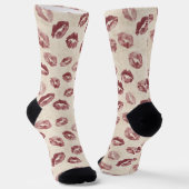Rote Lippen cremen Socken (Gewinkelt)