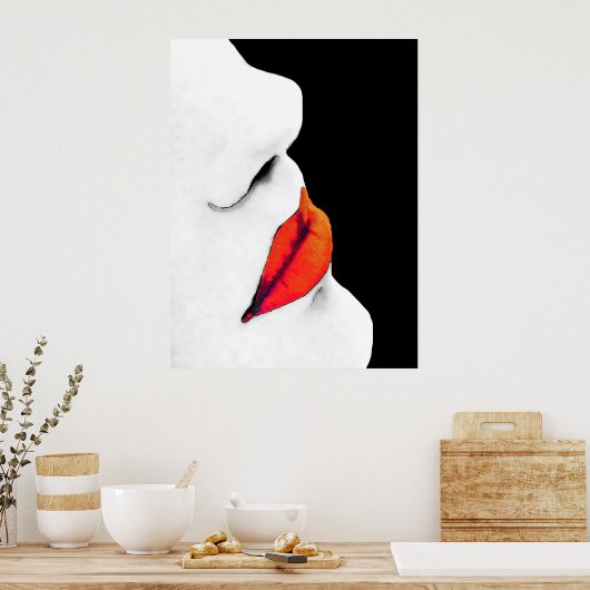 Rote Lippen der Frau (1) Poster (Küche)