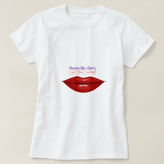 Rote Lippen des weißen Shirts (Design vorne)