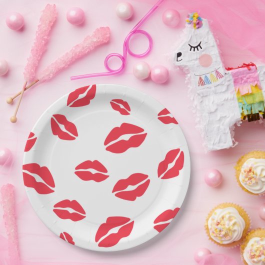 Rote Lippen Druckplatte Pappteller (Party)