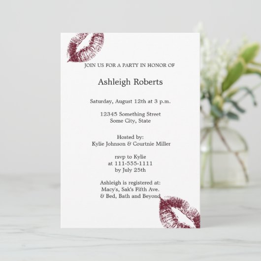 Rote Lippen Einladung (Stehend Vorderseite)