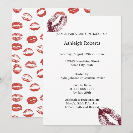 Rote Lippen Einladung (Vorne/Hinten)