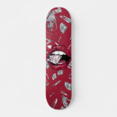 Rote Lippen erschütterte Glasbild Skateboard (Vorne)