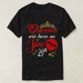Rote Lippen Frauen Königinnen sind am 20. Juni Geb T-Shirt (Design vorne)