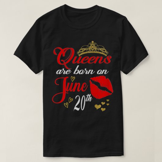 Rote Lippen Frauen Königinnen sind am 20. Juni Geb T-Shirt (Design vorne)