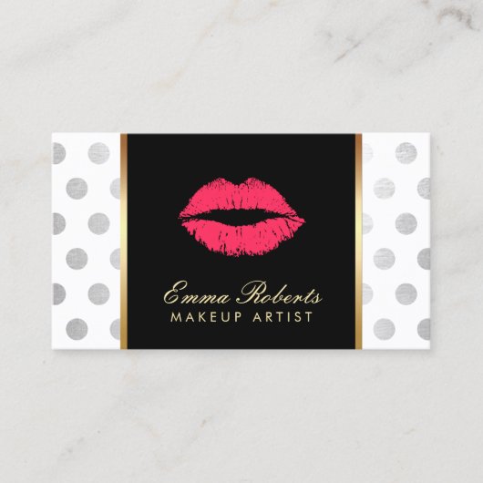 Rote Lippen für KünstlerInnen Moderne Silberpunkte Visitenkarte (Vorderseite)