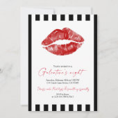 Rote Lippen Galentine’s-Nacht Einladung (Vorderseite)