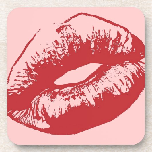 Rote Lippen Getränkeuntersetzer (Vorderseite)