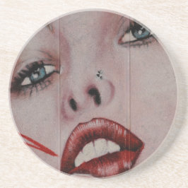 Rote Lippen Getränkeuntersetzer