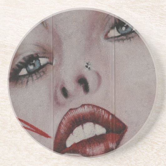 Rote Lippen Getränkeuntersetzer (Vorne)