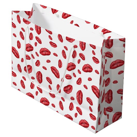 Rote Lippen Große Geschenktüte (Vorderseite Schrägansicht)