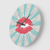Rote Lippen Große Wanduhr (Winkel)