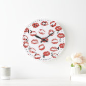 Rote Lippen Große Wanduhr (Zuhause)