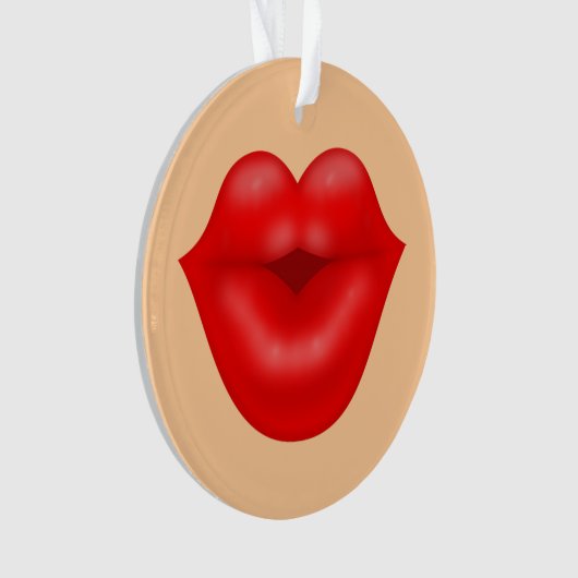 Rote Lippen, großer Kuss Ornament (Vorderseite)